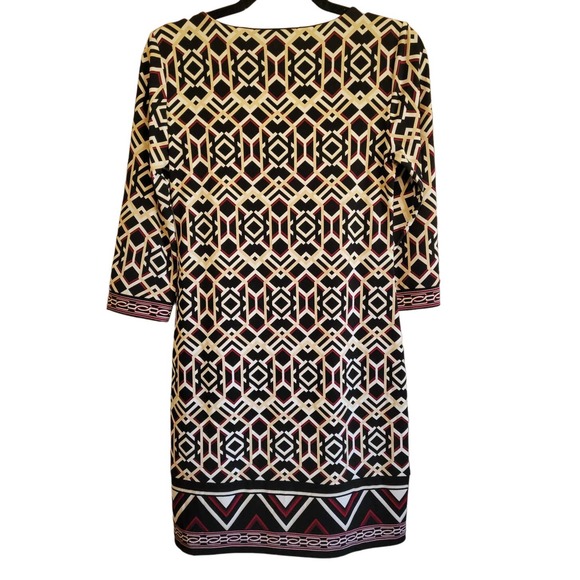 White House Black Market Geometric Sheath Dress Embroidered Trim Extra Small - Picture 2 of 5